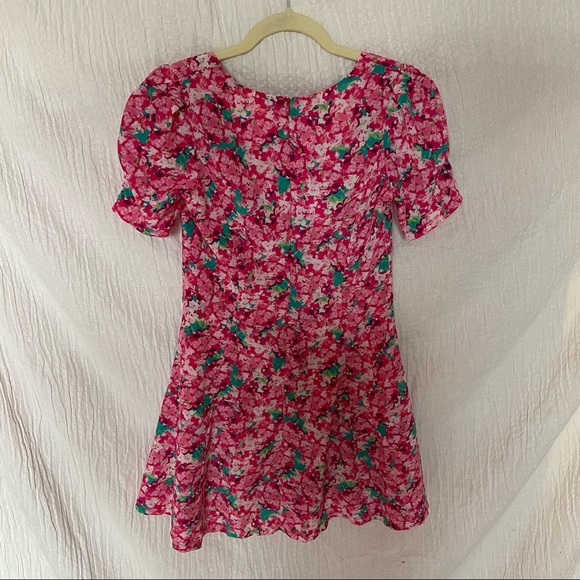 💚3/$15💚 MONTEAU | SMALL | Pink Floral Short Sleeve Sweet Heart Neck Mini Dress - Picture 8 of 8